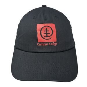 Campus Lodge Strapback 5 Panel Cap Black One Size Adjustable Cotton Hit Wear